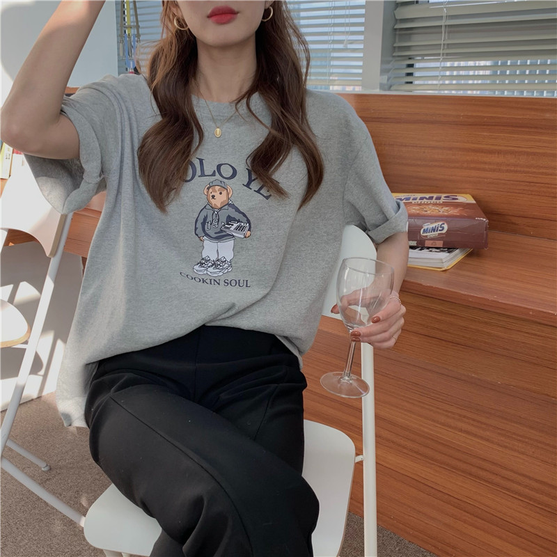 NRVP Áo Thun Nữ Ngắn Tay Cổ Tròn Thời Trang Hàn 2021