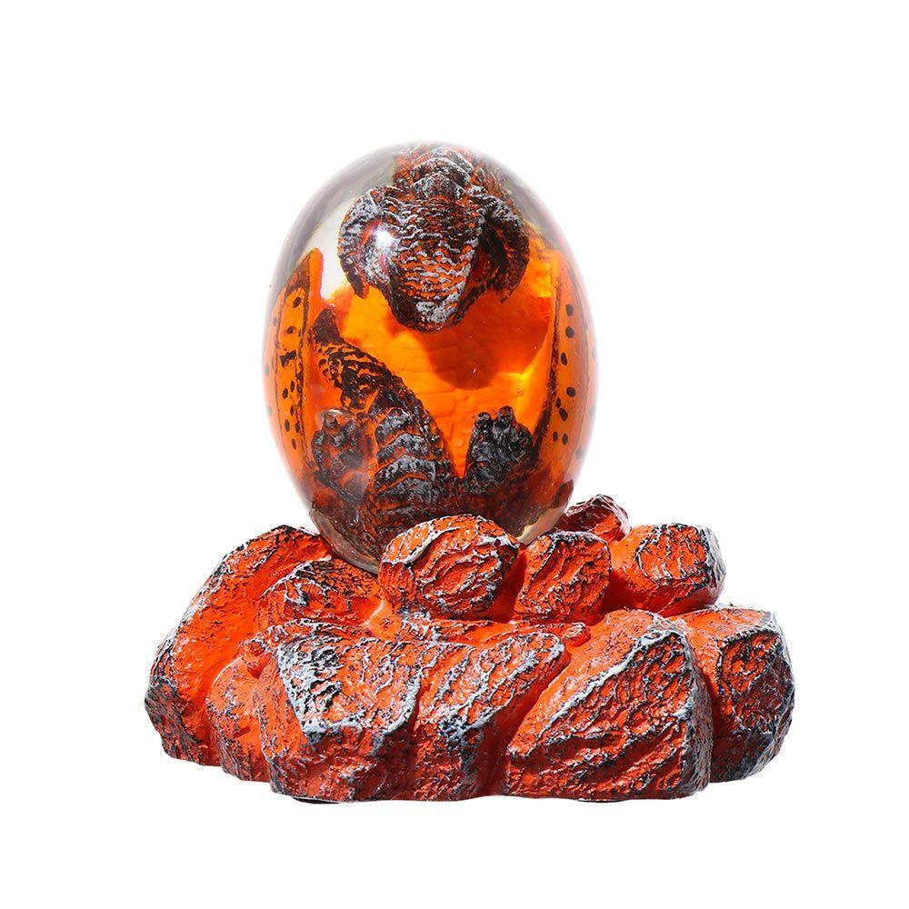 ♕YEW♕ Exquisite Dream|Transparent Dragon Egg Sculpture Resin Dinosaur Egg Lava Dragon Egg Desktop Ornaments Unique Gift Realistic Dragon Birth Scene Animal Statues Handmade Fire Pocket Dragon Souvenir