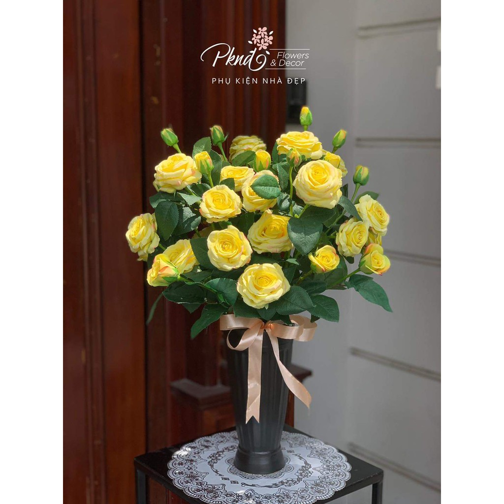 Bình hoa giả hồng leo pháp lụa trang trí đẹp PKND FLOWER &amp; DECOR