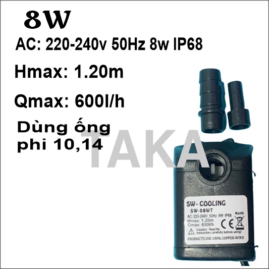 Bơm chìm mini 2w 5w 8w 13w 16w 18w 25w  220v dùng cho bể cá tiểu cảnh hòn non bộ quạt điều hoà