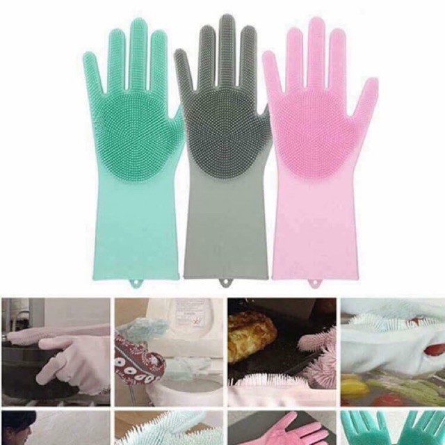 Găng Tay Rửa Chén Bát Silicon Bao Tay Rửa Chén Silicon Vệ Sinh Nhà Cửa Đa Năng