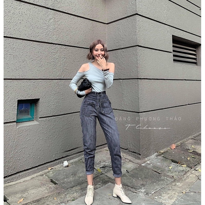 Quần baggy jean nữ MS87 ✈️FREESHIP✈️ quần baggy jean nữ lưng cao size đại túi kiểu hàng VNXK thời trang bigsize 2Kjean