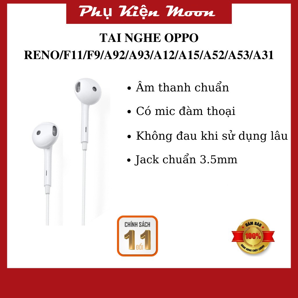 Tai Nghe Oppo Zin 100% Jack 3.5mm Tích Hợp Mic Tiện Dụng Cho Điện Thoại Oppo F3,F5,F7,F9,F11,R11,R15