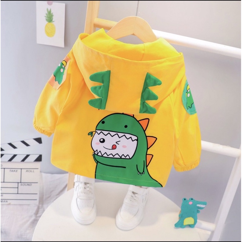 Áo Gió 2 Lớp Cho Bé In Hình Khủng Long Áo gió chống nước Tránh gió tránh bụi ngăn tia UV hiệu quả