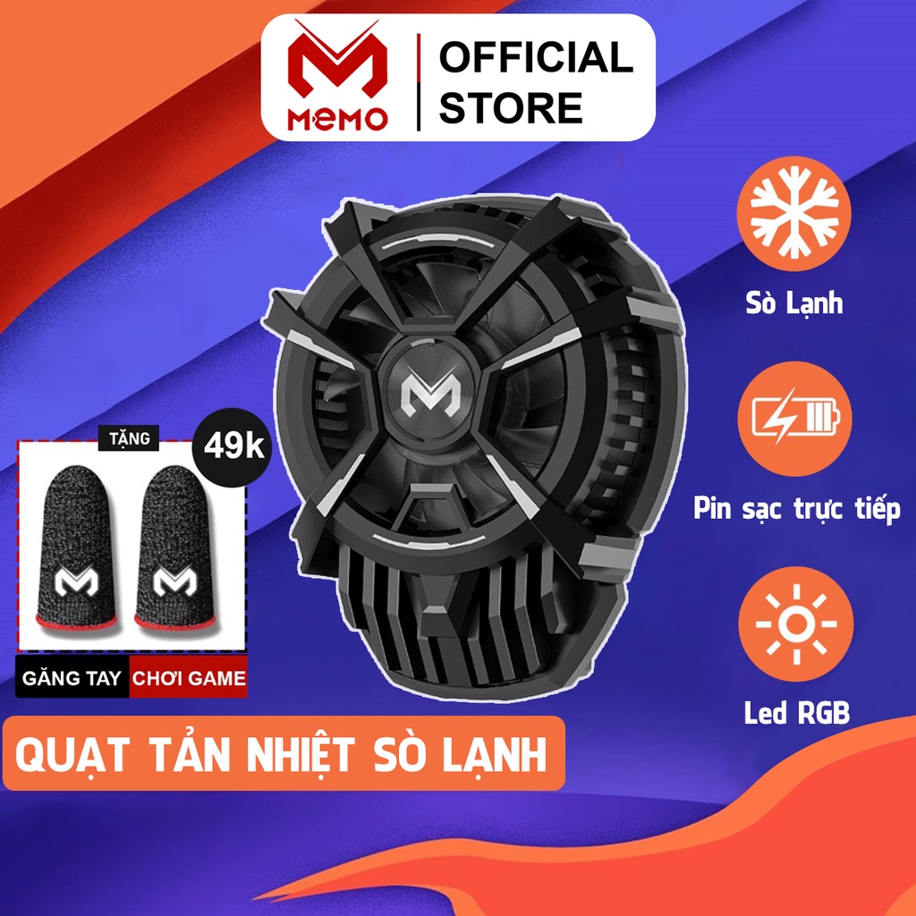 Quạt tản nhiệt điên thoại MEMO DL07 sò lạnh làm mát nhanh led rgb gaming quạt chống ồn chơi game pubg liên quân mobile