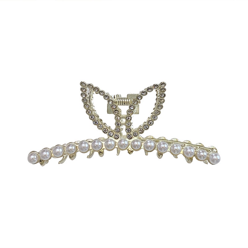 Kẹp tóc kim loại tai thỏ đính đá kiểu càng cua mã KT86