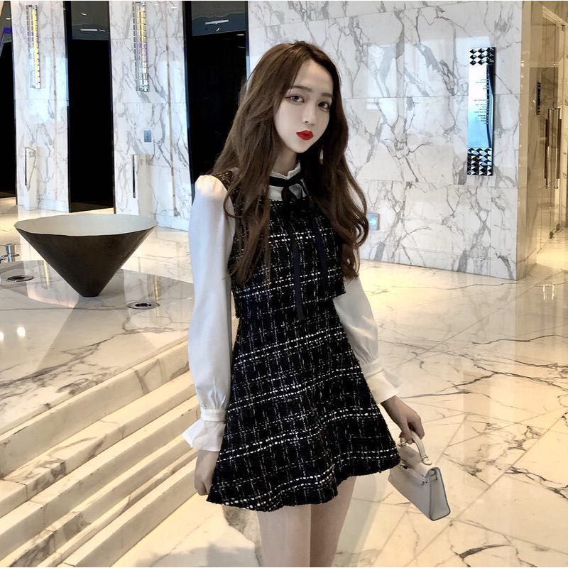 Set đầm dạ tay bồng