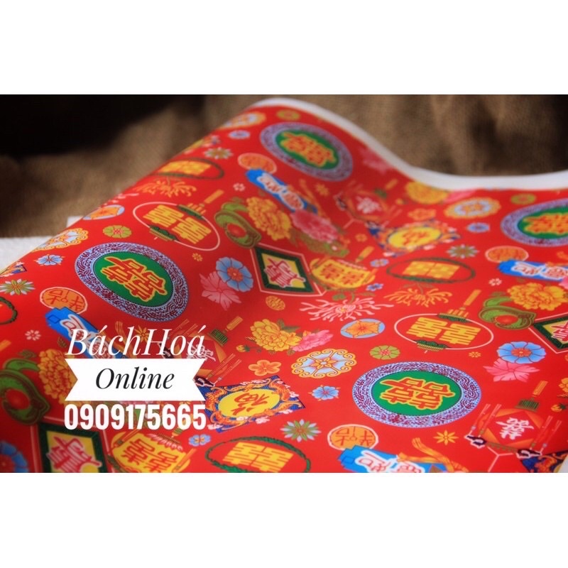Giấy đỏ tết, hoa văn SONG HỶ - LONG PHỤNG