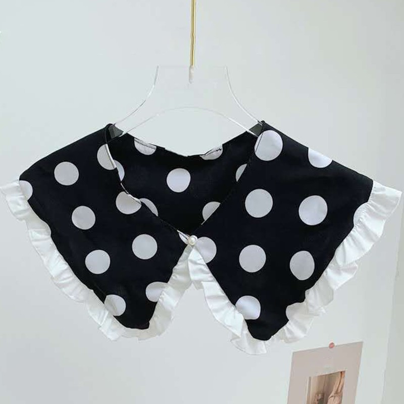 Khăn Choàng Cổ Phối Bèo Hoạ Tiết Chấm Bi Cho Nữ