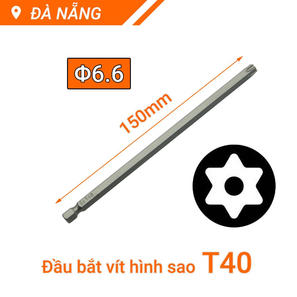 Đầu bắt vít hình sao dài 150mm chuôi lục thép S2