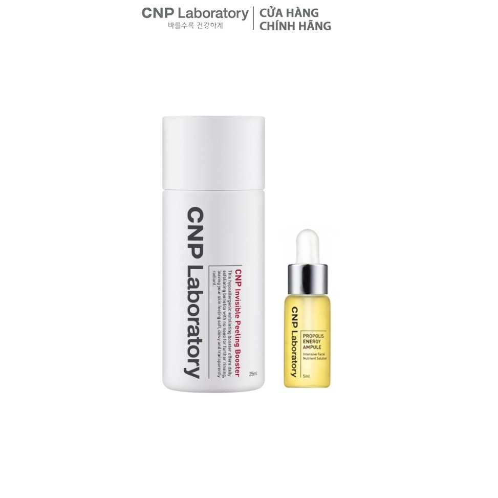 Combo trải nghiệm CNP Laboratory Invisible Peeling Booster và Tinh chất keo ong Propolis Ampule
