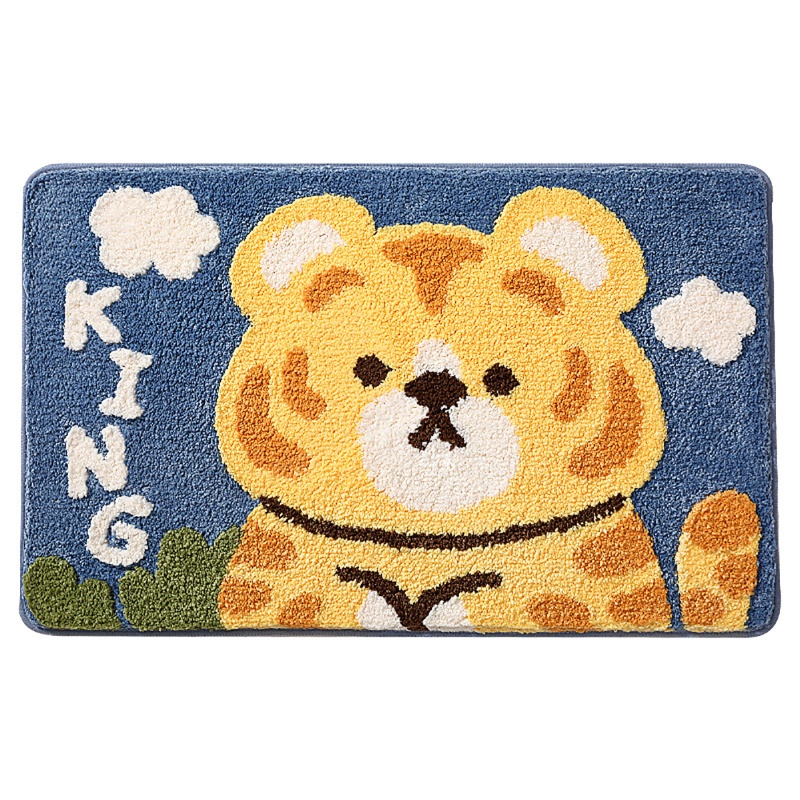 Thảm Chùi Chân Chống Trượt Thấm Hút Tốt In Hình Hổ Hoạt Hình Dễ Thương