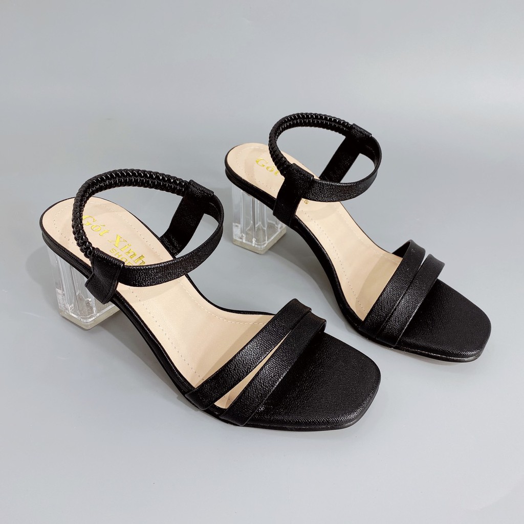 Sandal cao gót nữ GÓT XINH GD19 quai ngang da mềm đế trụ mika trong cao 5cm
