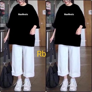 Set bộ đồ nữ sadboiz,Set áo phông thun form thụng tay lỡ kèm quần ống rộng trắng mặc đi học đi chơi