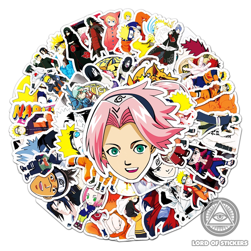 Set 62 Sticker Naruto, Hình Dán Anime Manga Sasuke Sakura Itachi Trang Trí Mũ Bảo Hiểm, Ván Trượt, Laptop, Vali, Sổ