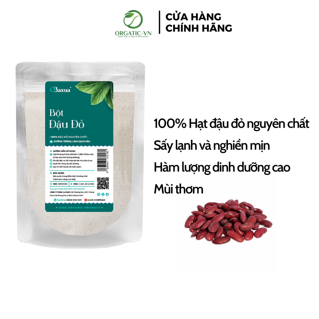 Bột đậu đỏ nguyên chất sạch mịn 100% Organic - Bột handmade - B1.003