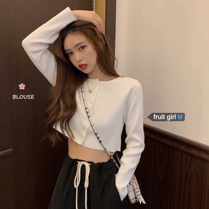 [CHẤT ĐẸP] Áo Croptop nữ dài tay chất thun gân co dãn, thoáng mát phong cách Ulzzang Girl Hàn Quốc.