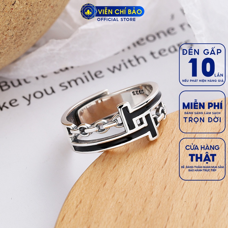Nhẫn bạc nữ chữ T đối xứng chất liệu bạc 925 thời trang phụ kiện trang sức nữ thương hiệu Viễn Chí Bảo N000063