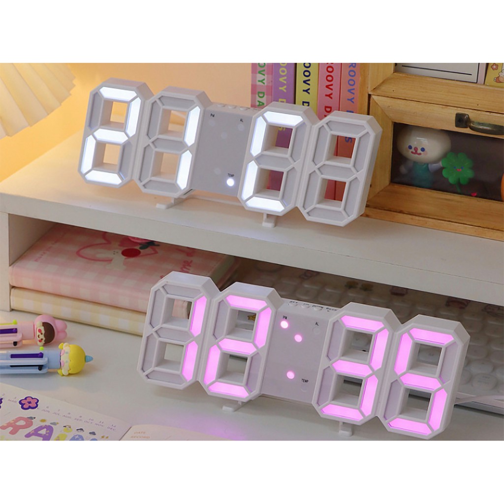 Đồng hồ LED 3D phong cách Hàn Quốc gọn gàng, hiện đại - treo tường, để bàn, LED