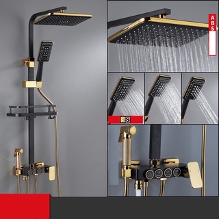 [CHÍNH HÃNG] Bộ vòi sen cây tắm nóng lạnh cao cấp nhập khẩu chính hãng Sunshine SS4000 (Đen Vàng)-4 Nút cơ học