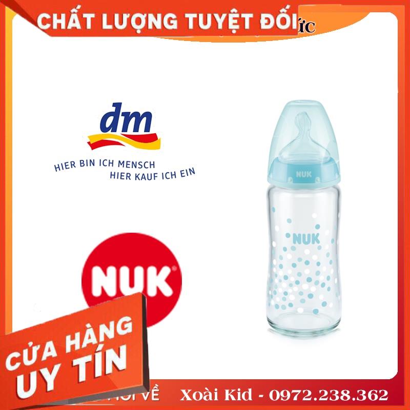 BÌNH SỮA  CỔ RỘNG NUK THỦY TINH ĐỨC -Nội địa Đức Đủ Bill