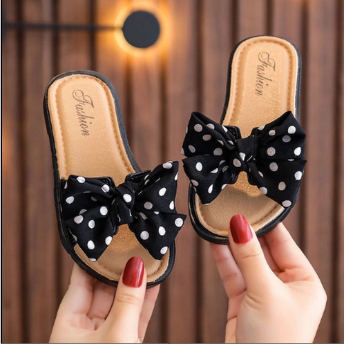 Dép Lê Đính Nơ Chấm Bi Cực Xinh Cho Bé Gái KB014