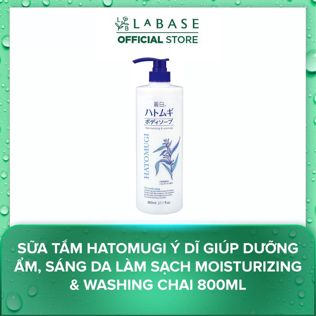 Sữa tắm Hatomugi ý dĩ giúp dưỡng ẩm, sáng da làm sạch Moisturizing & Washing Chai 800ml