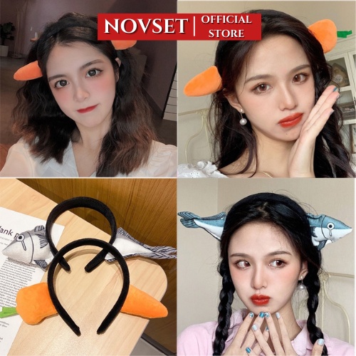 Băng đô rửa mặt bờm cài tóc turban NOVSET dễ thương carot , ớt , cà , chuối