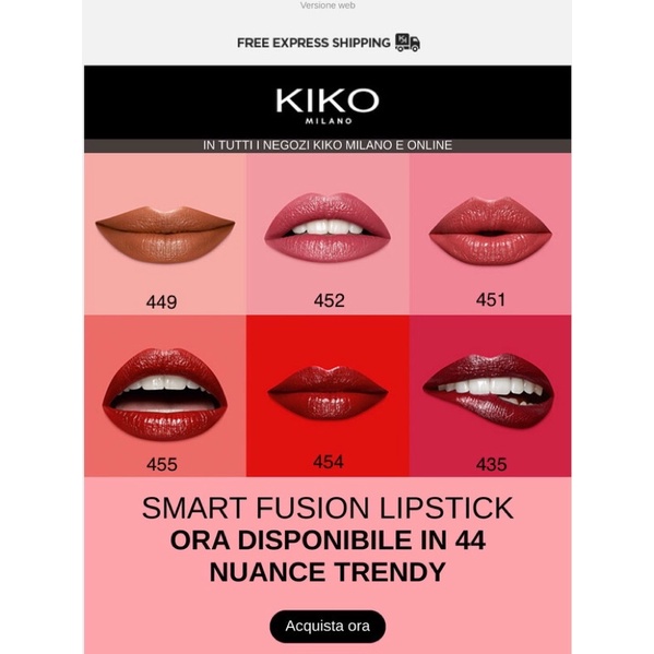 Bill Đức-[Giá hủy diệt] Son KIKO Smart Fusion Lipstick 03 siêu mềm môi màu đẹp Fall 2.0