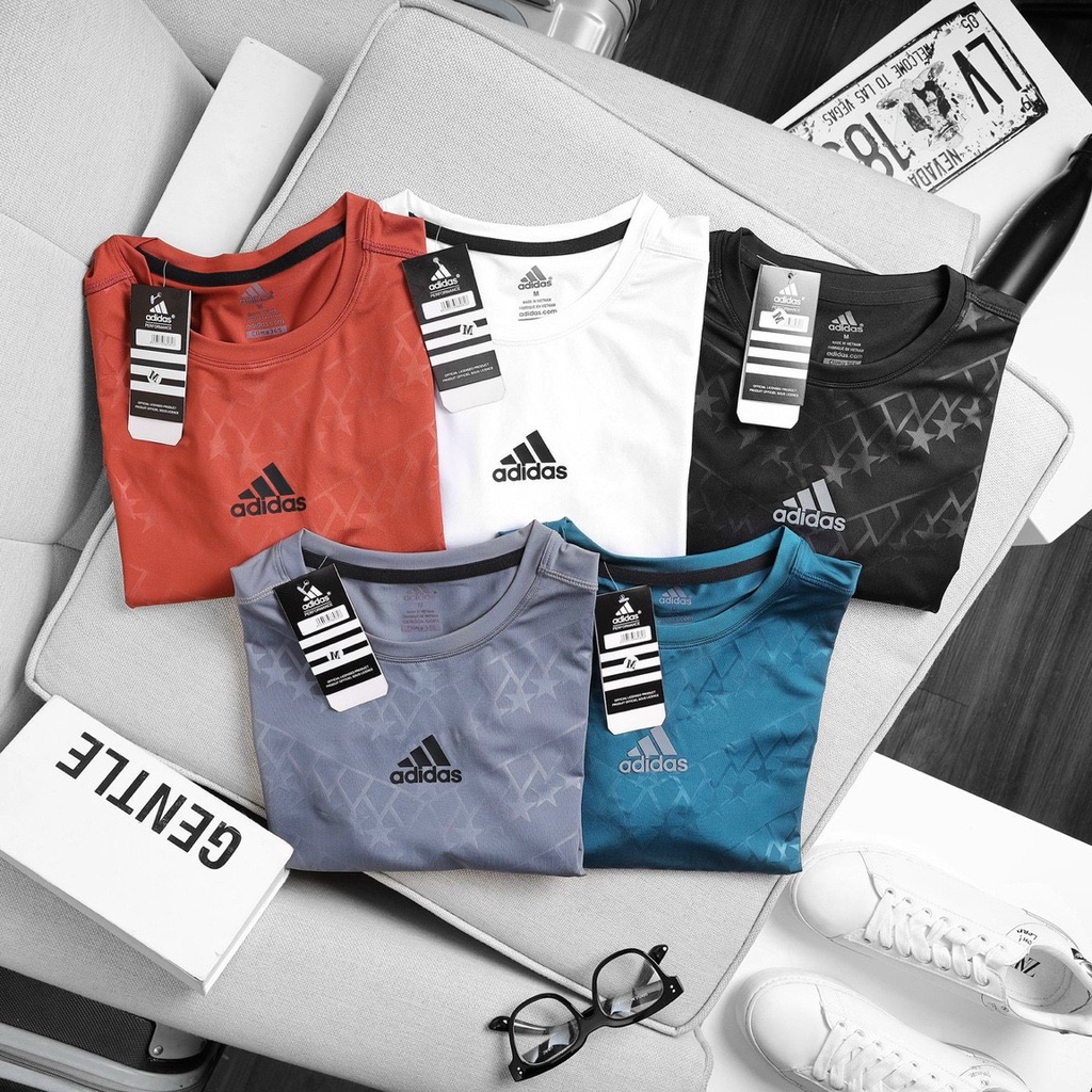 Áo thun nam Adidas phong cách thể thao dậo vân sao tầng đủ màu