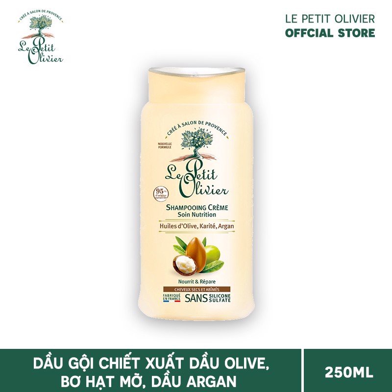 Dầu Gội Le Petit Olivier Chiết Xuất Dầu Olive, Bơ Hạt Mỡ, Dầu Argan 250ML [Pháp]