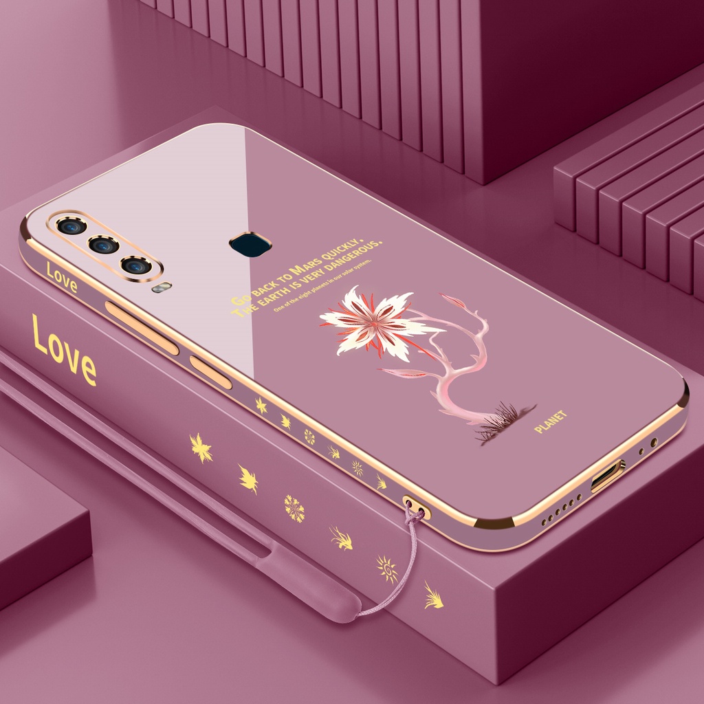 Ốp Điện Thoại silica gel Mềm Mạ Điện Hình Hoa Chống Sốc Cho vivo y11 y12 y15 y17 y19