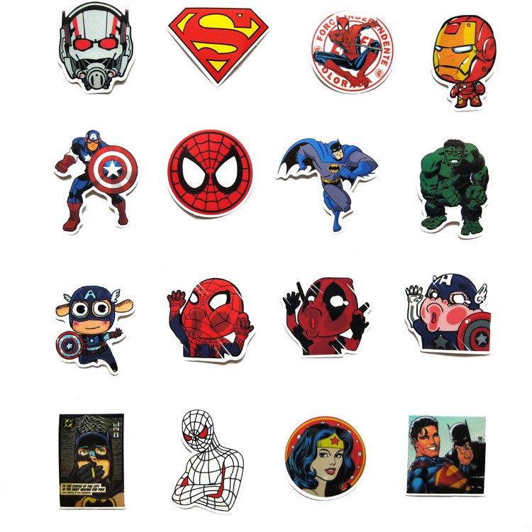 Sticker decal dán PVC cao cấp chống nước dán laptop mũ bảo hiểm điện thoại decal MARVEL decal siêu anh hùng