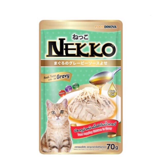 Nekko salmon in gravy 70g Thức ăn ướt pate cho mèo vị cá hồi