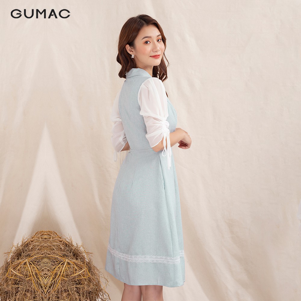 [Mã WAGU12 giảm 20% tối đa 50k đơn 150k] Đầm cổ lật phối tay DA1053 GUMAC | BigBuy360 - bigbuy360.vn