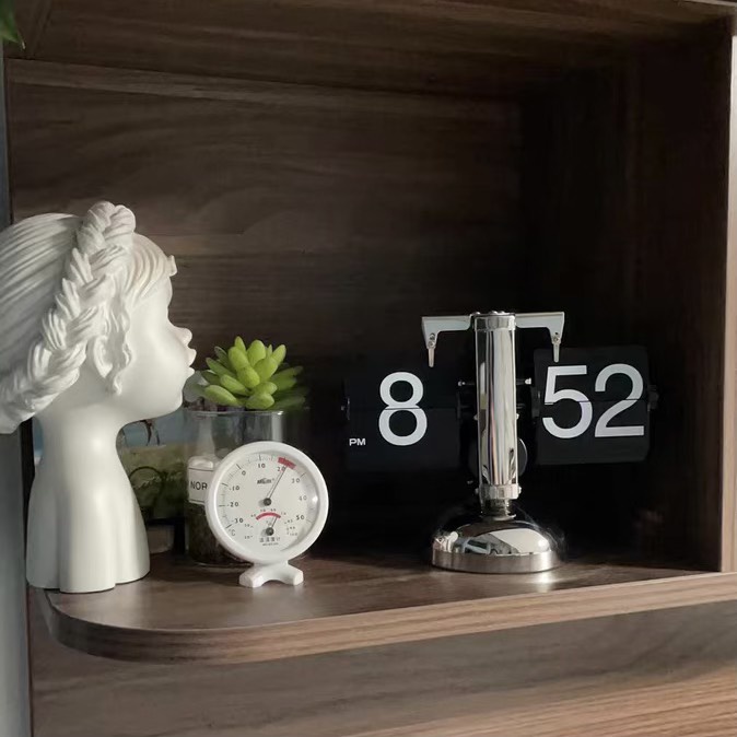 Đồng hồ để bàn lật số phong cách cổ điển sang trọng, đồng hồ decor phong cách Hàn Quốc nhiều màu