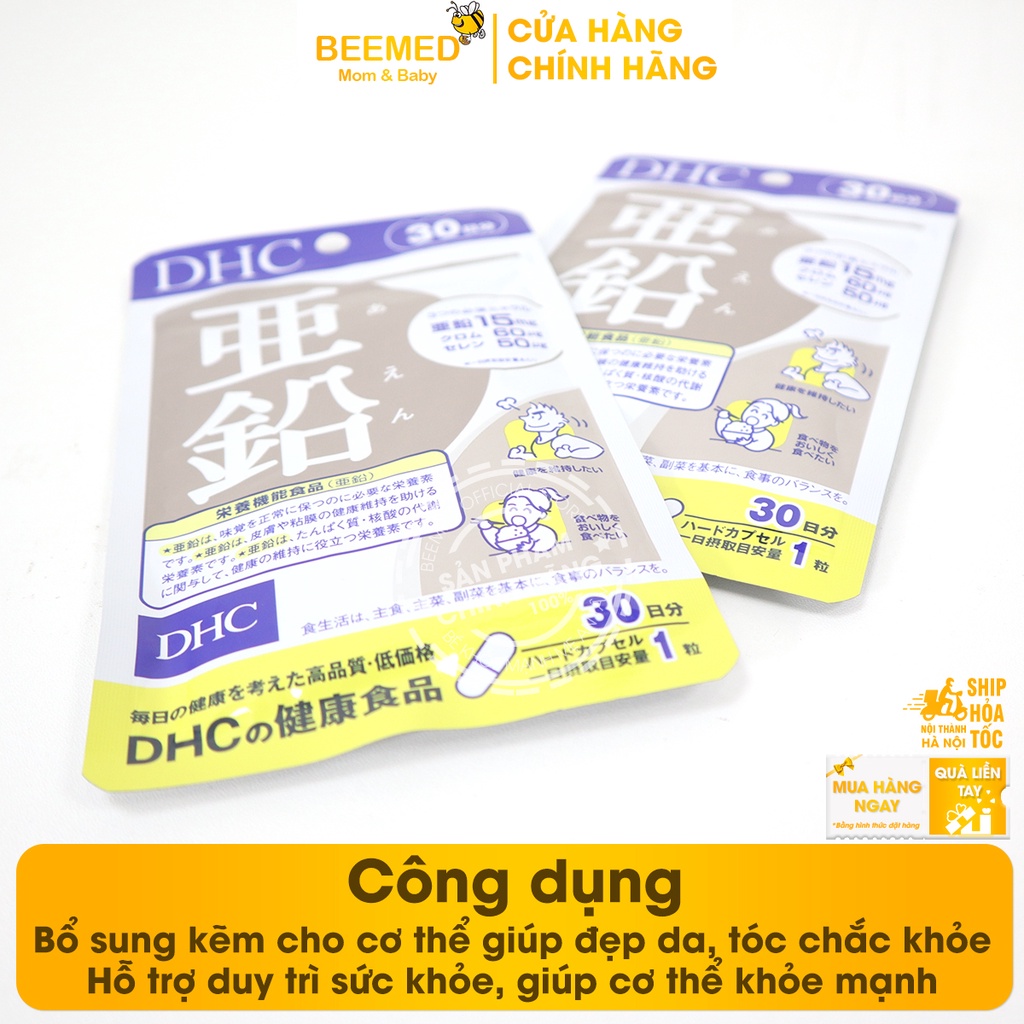 Viên Uống Bổ Sung Kẽm DHC Zin C Cải Thiện Hệ Miễn Dịch, Tốt Cho Da, Móng Và Tóc - Chính Hãng DHC Nhật Bản