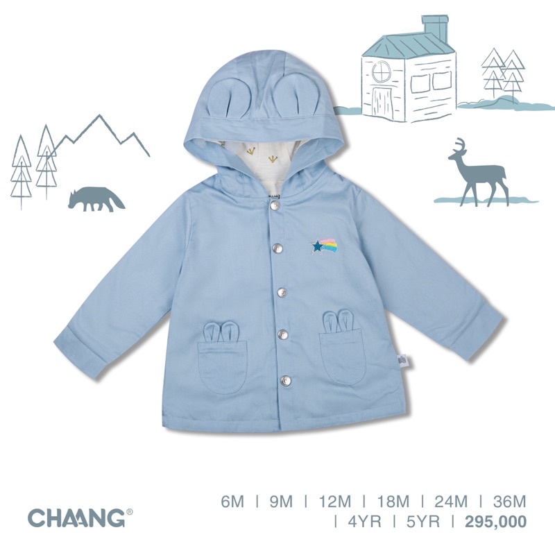 Áo khoác bò Chang denim có mũ dài tay thu đông bé trai bé gái