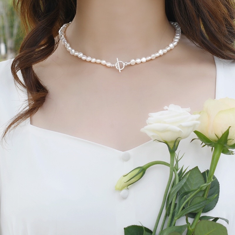 Dây chuyền choker khóa OT bạc