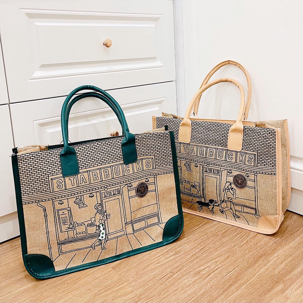 Túi xách phối da _Túi Công Sở Canvas Vintage phối da Size to