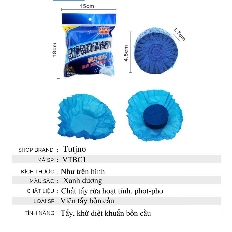 ❌Túi 10 Viên❌ Viên Tẩy Bồn Cầu Diệt Khuẩn Khử Mùi - Viên Thả Bồn Cầu Thế Hệ Mới Tẩy Sạch Vệ Sinh Bám Bẩn 88292