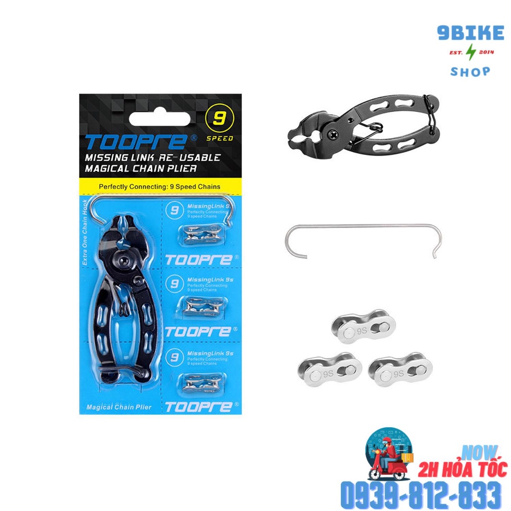 Bộ nối sên nhanh masterlink kèm kềm bấm và giữ sên Toopre cho 9,10,12 tốc độ