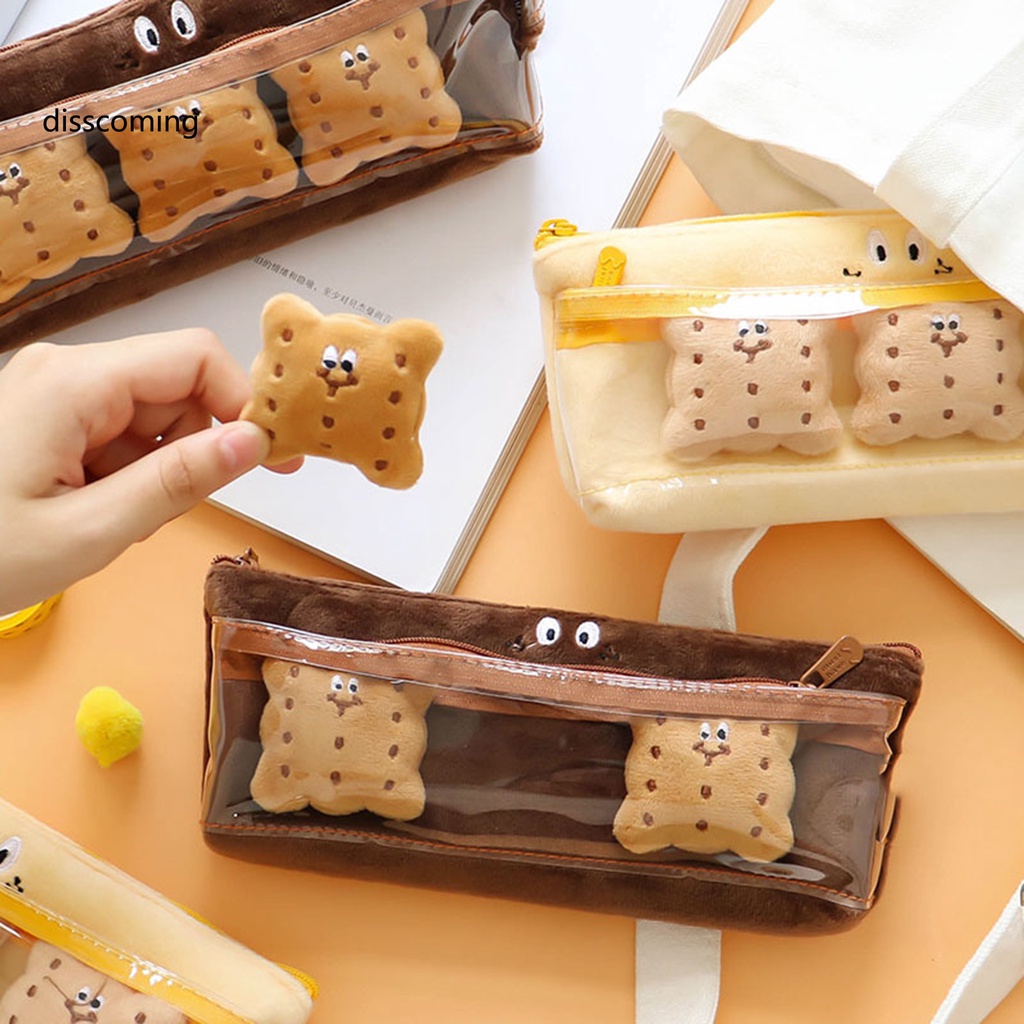 Túi Đựng Bút Đa Năng Hai Lớp Hình Bánh Sandwich / Bánh Quy Nhồi Bông Xinh Xắn