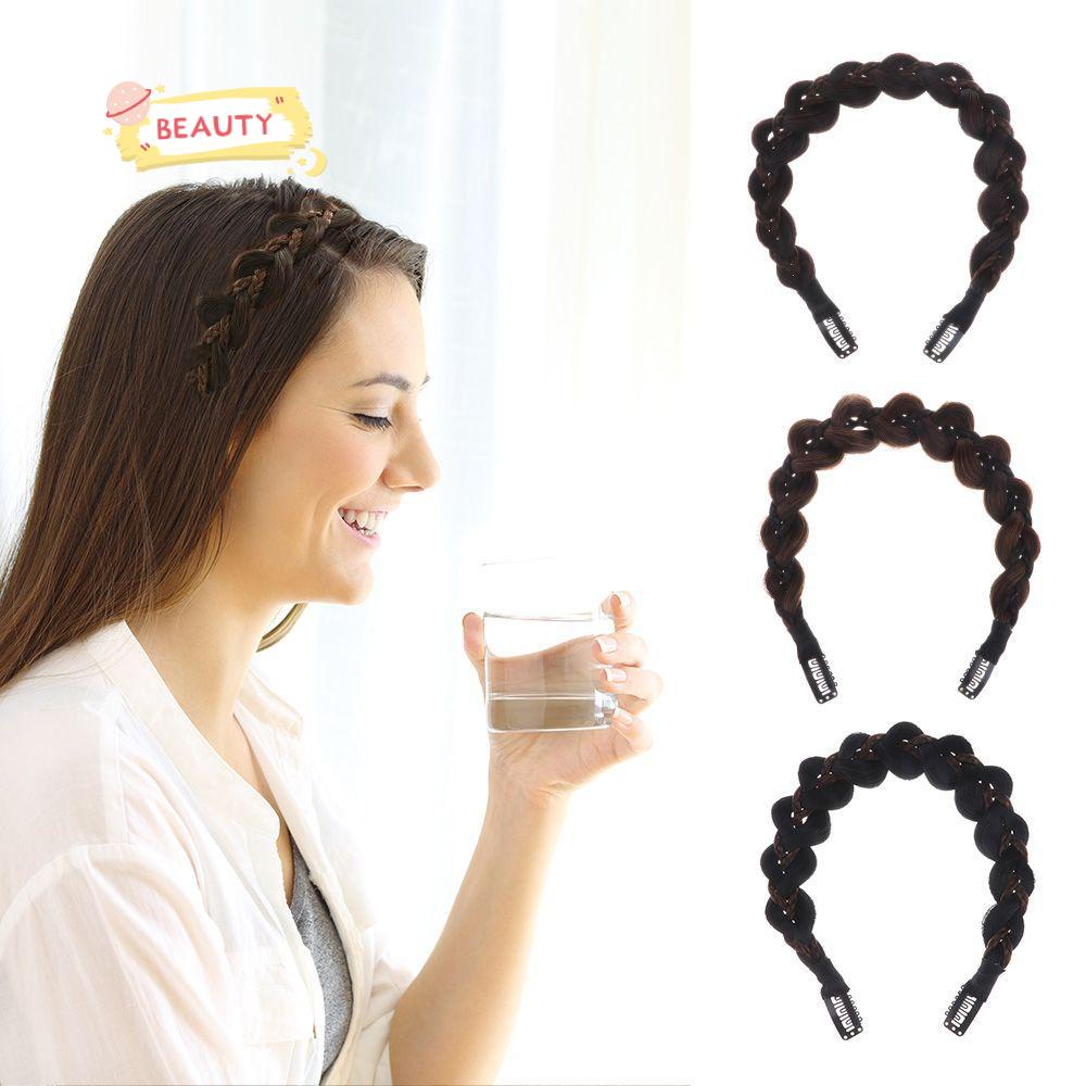 Băng Đô Kiểu Tóc Giả Thắt Bím Bằng Sợi Tổng Hợp Thời Trang Dành Cho Nữ