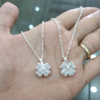 Bộ dây chuyền nữ bạc ta cỏ 4 lá kèm bông tai, có bán lẻ