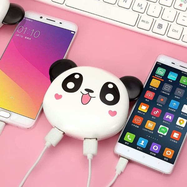 Pin Sạc Dự Phòng Panda, 2 đầu ra USB, 9000mAh, cảm giác mờ, phong cách cổ điển dễ thương