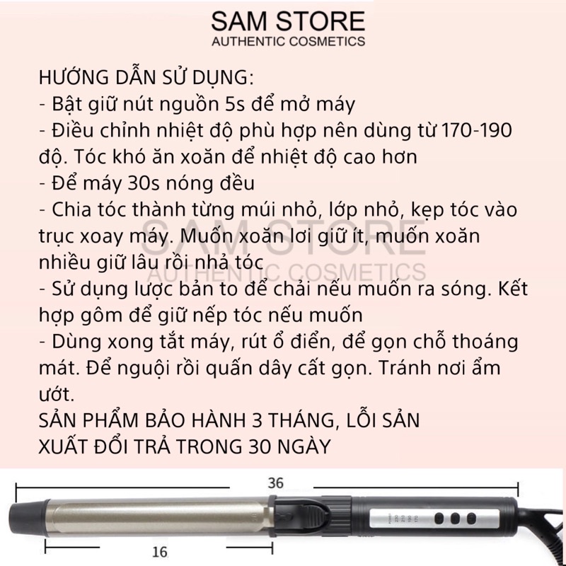 Máy làm xoăn SAM STORE đủ size sử dụng trong tạo kiểu tóc cá nhân và chuyên nghiệp, máy nhẹ, dễ xoay, không cắn dít tóc