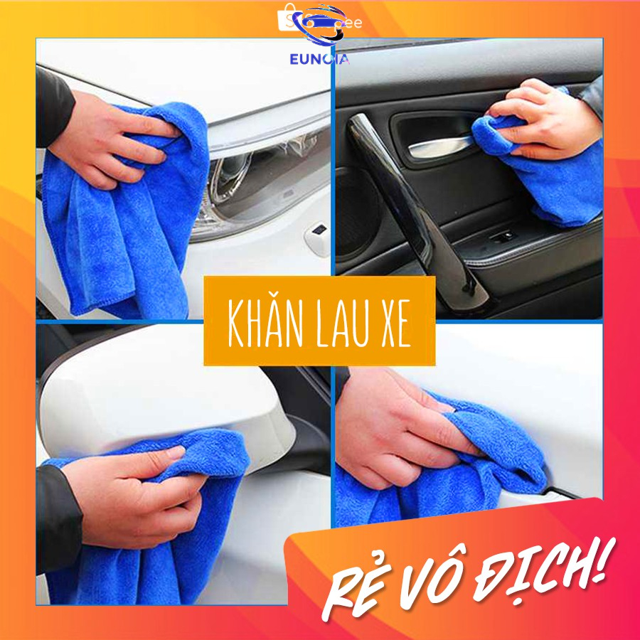 Khăn vuông microfiber lau xe ô tô xe hơi siêu thấm lau nhà bếp, kính 30x30, 30x65