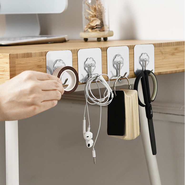 Bộ 10 móc dán tường chịu lực siêu dính treo đồ trong suốt 6x6cm Vrg11112