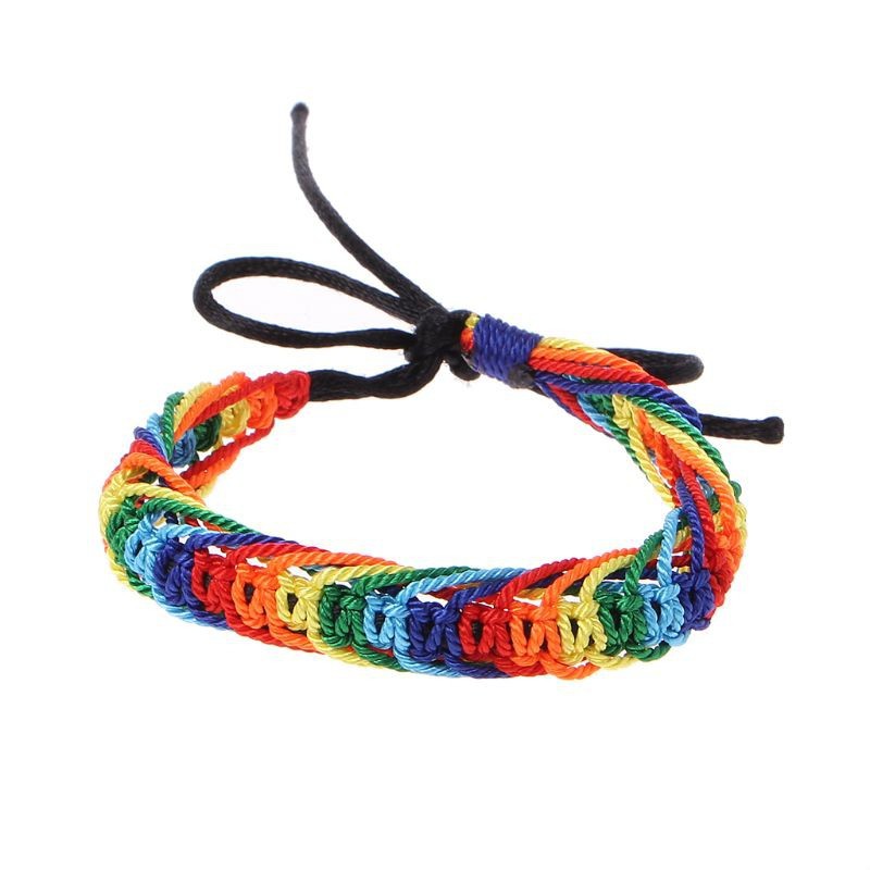 Vòng tay LGBT lục sắc cầu vồng cho Gay les dây bện